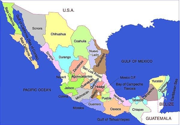 અમેરિકામાં મેક્સિકો નકશો