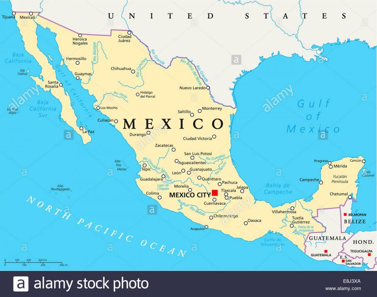 મેક્સિકો નકશો શહેરો