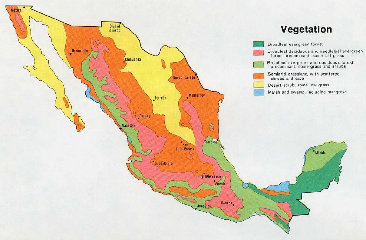 નકશો મેક્સિકો natual ressources