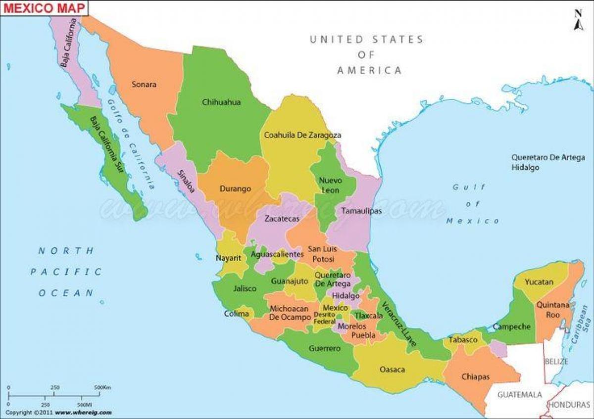 નકશો મેક્સિકો સ્ટેટ્સ