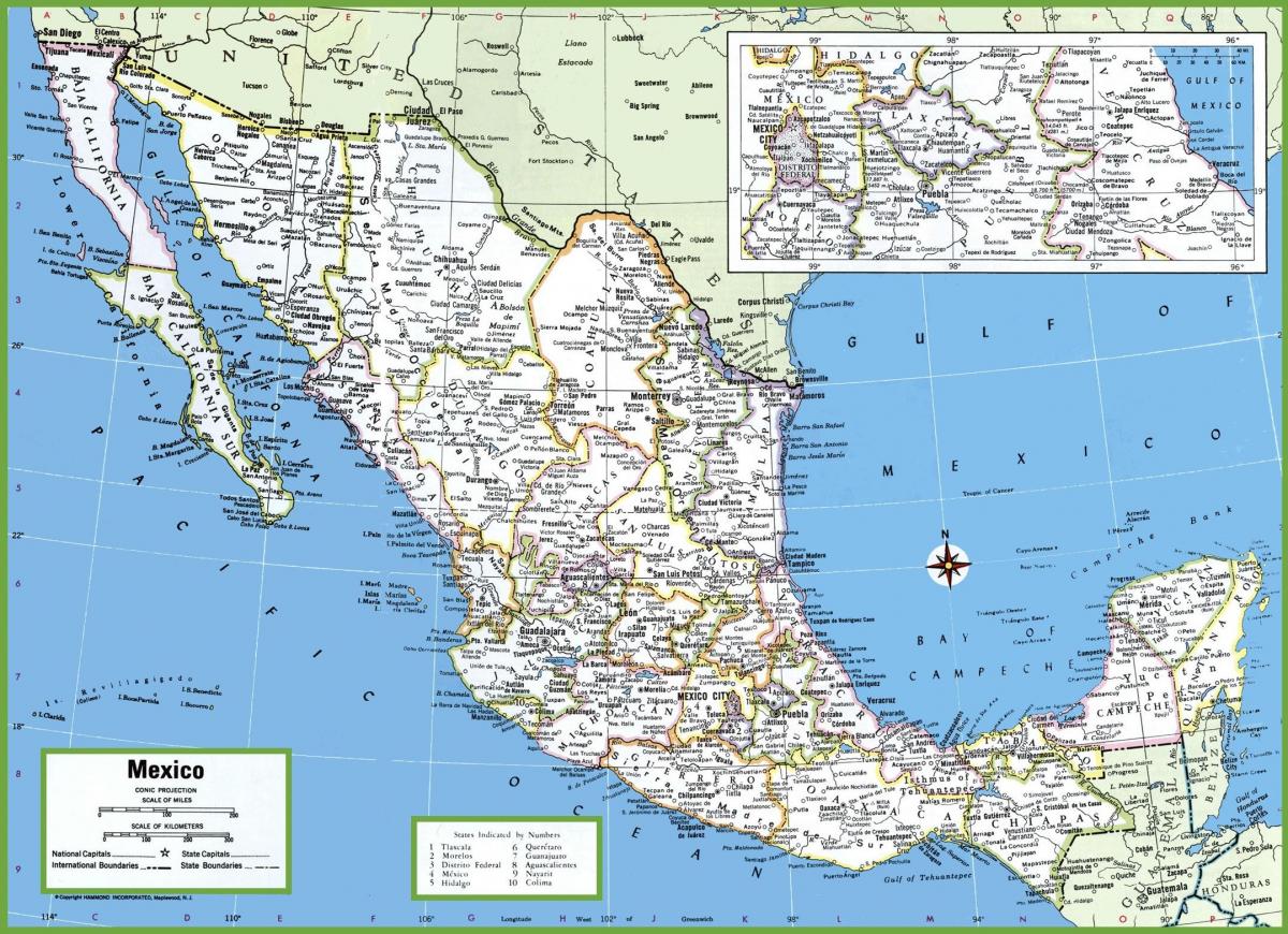 શહેરો માં મેક્સિકો નકશો