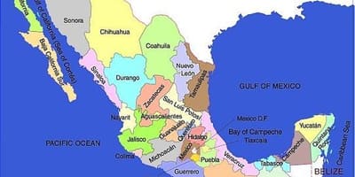 દક્ષિણ મેક્સિકો નકશો