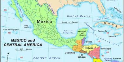 નકશો મેક્સિકો અને મધ્ય અમેરિકા